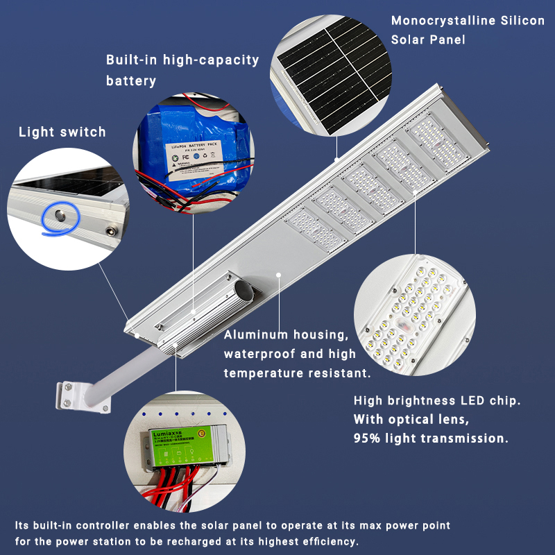 Waterproof aluminum solar road lights 100w 150w 200w 250w solar street light